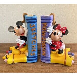 Disney Mickey and Minnie Mouse How 2 Draw Sketches Bookends Used